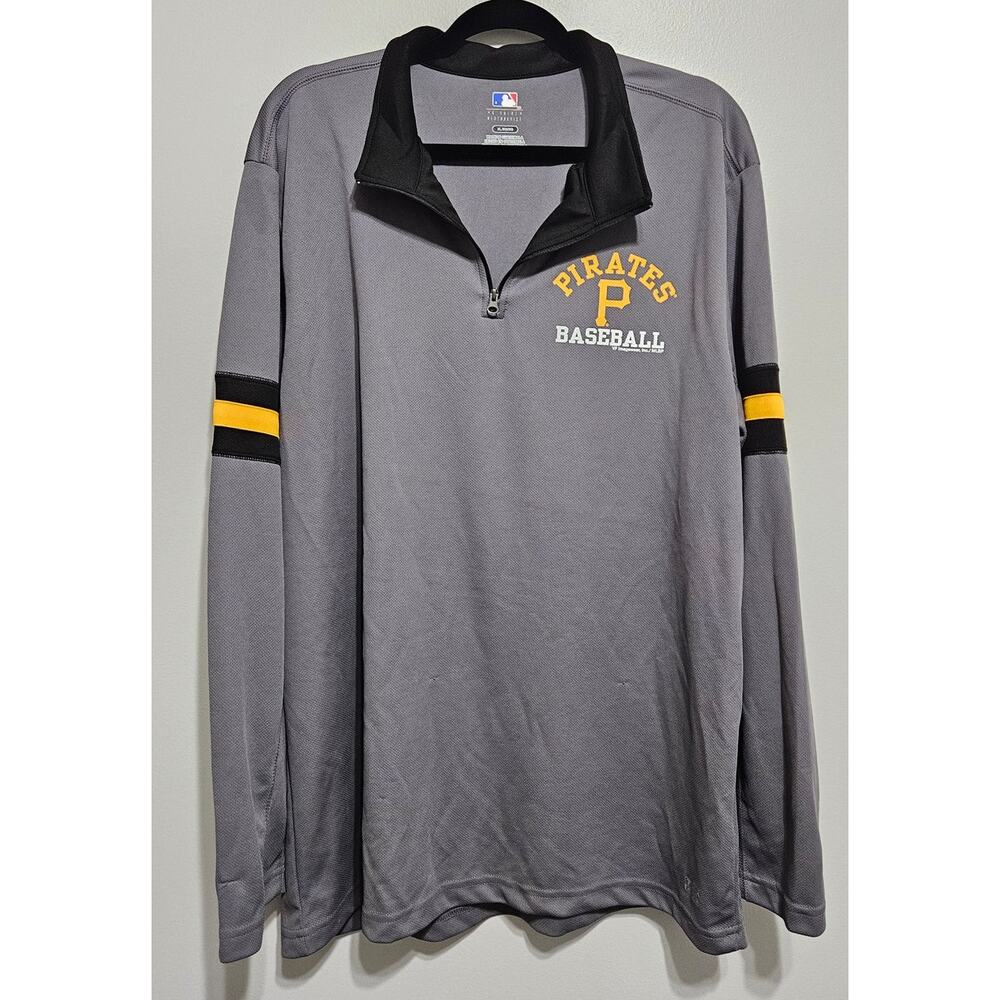 Men's Pittsburgh Pirates MLB Baseball LS Quarter Zip Gray Black Yellow Size XL